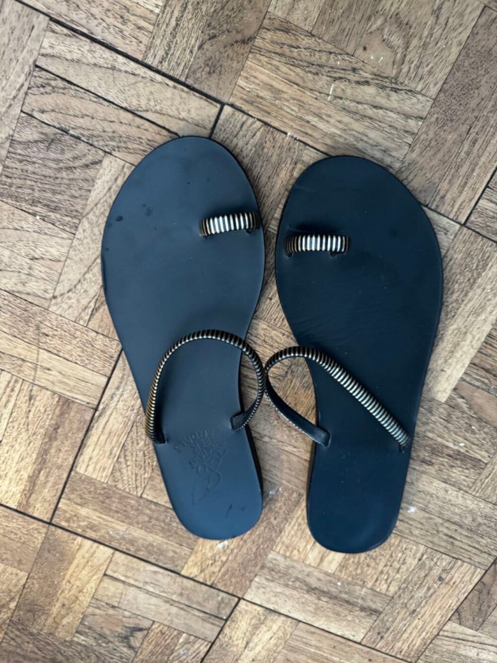 Ancient Greek Sandals Navy Striped Flip Flops EU 39